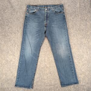 Levis 501 Jeans Mens 36x30 Blue Medium Wash Straight Leg Button Fly Denim